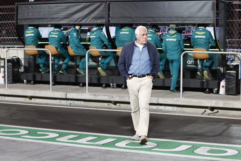 Lawrence Stroll, Owner, Aston Martin F1 Team, in the pit lane