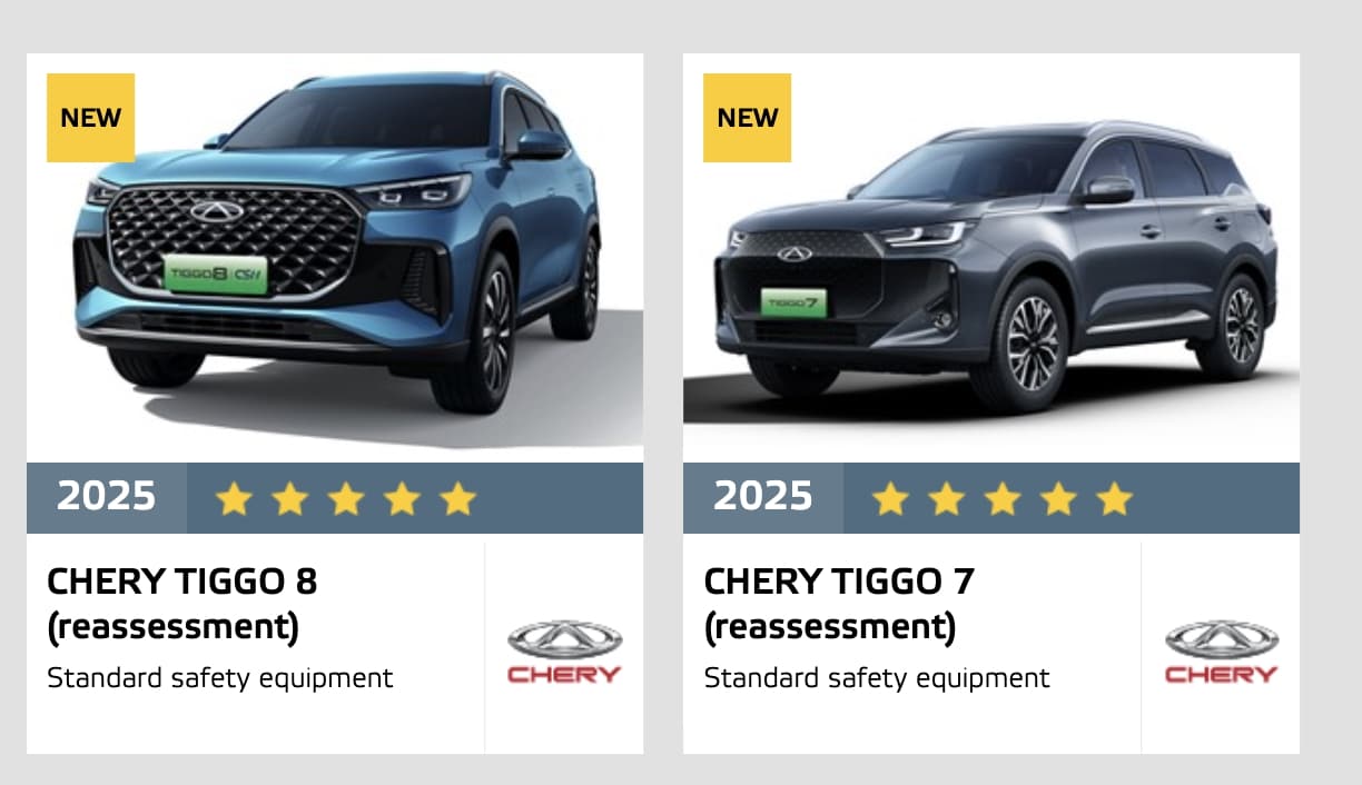 Κορυφαία ασφάλεια από την Chery: 5 αστέρια για τα Tiggo 7 και 8 στο Euro NCAP 