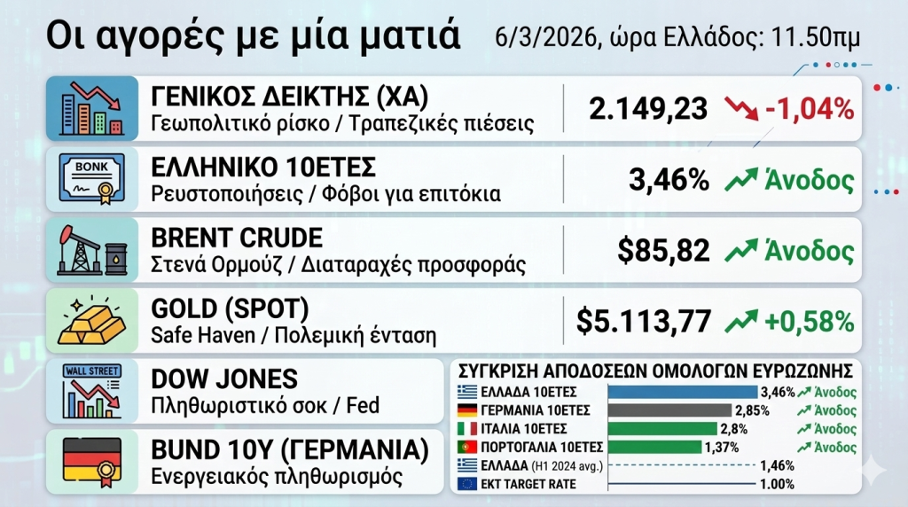 Σοκ στις αγορές: Βουτιά στο Χρηματιστήριο και άλμα στα ομόλογα