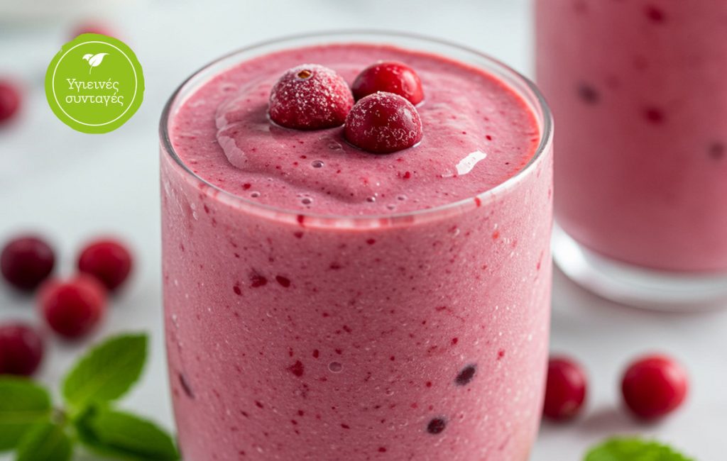 Παγωμένο smoothie με φρέσκα cranberries & γάλα αμυγδάλου