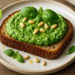 Χειροποίητο πέστο πάνω σε ψημένο ψωμί