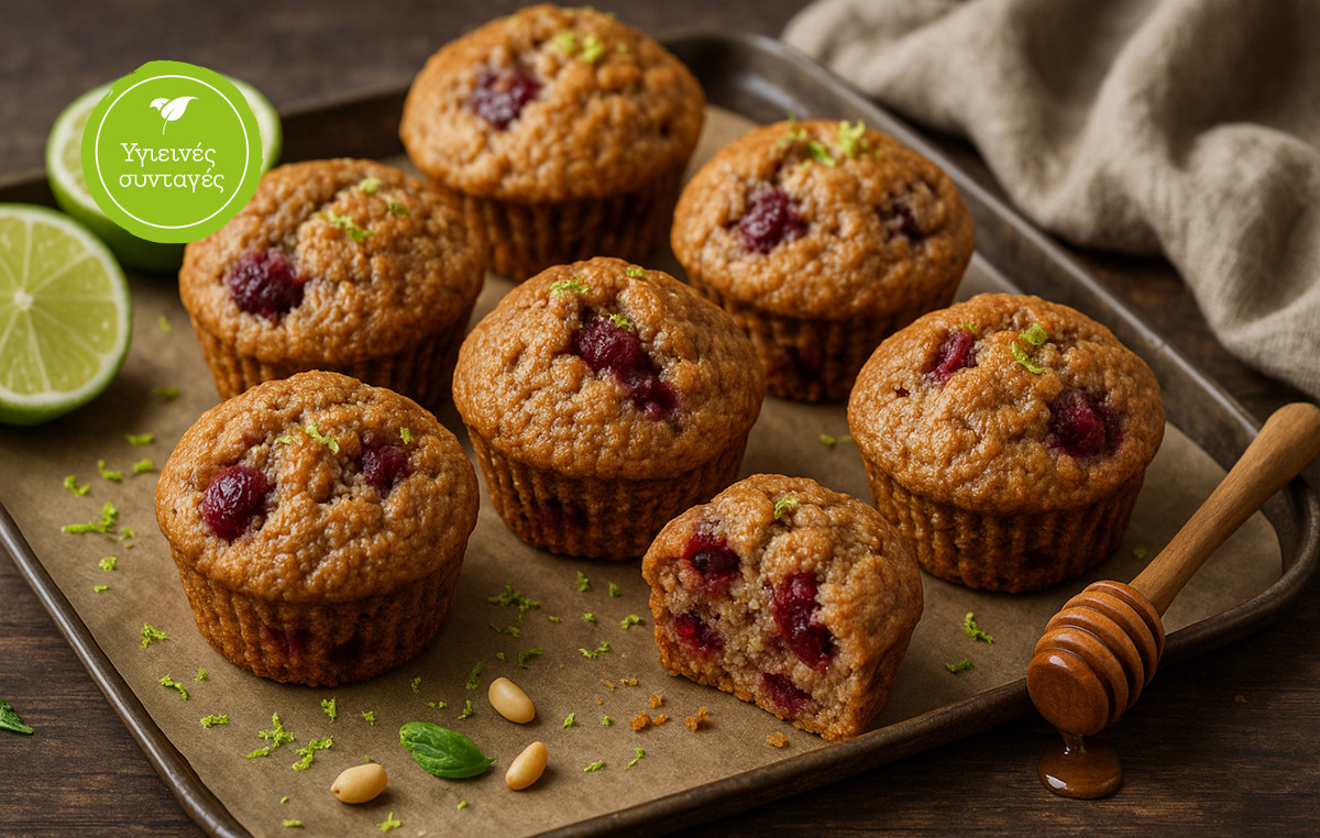 Κεκάκια με κόκκινα φρούτα & λάιμ