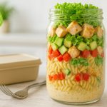 Πρωτεϊνική μακαρονοσαλάτα σε βάζο (ιδανικό γεύμα για τη δουλειά)