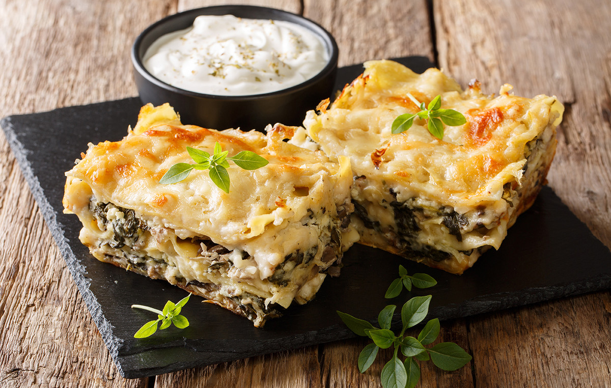 Λαζάνια με κοτόπουλο και σπανάκι