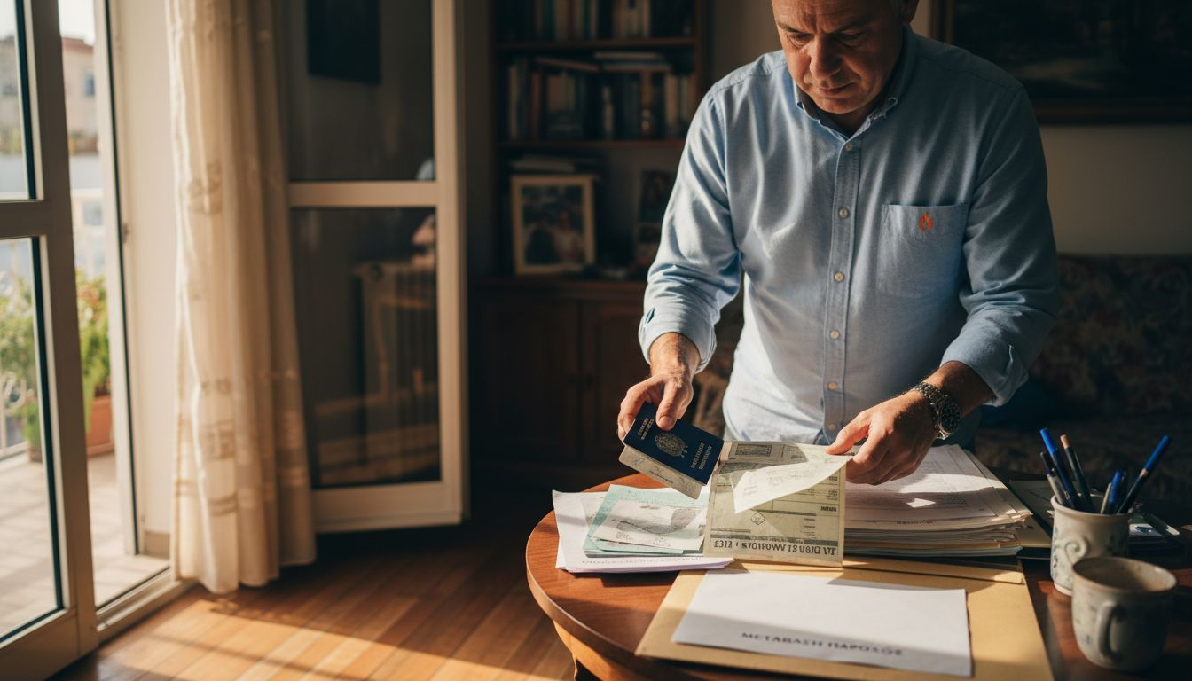 Ένας άνδρας τακτοποιεί τα έγγραφά του για να αλλάξει πάροχο.