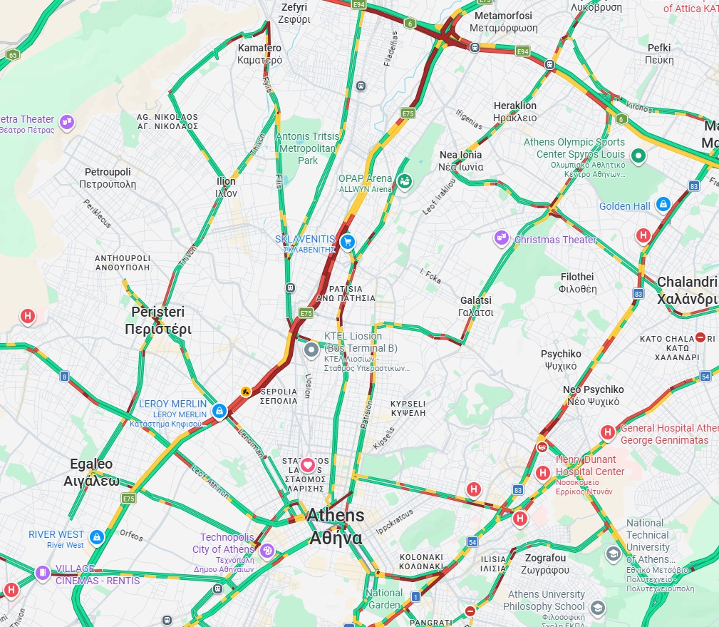 Επιστροφή με φρένο: Ασφυξία στον Κηφισό και καθυστερήσεις έως 25’ στην Αττική Οδό (Live χάρτης)