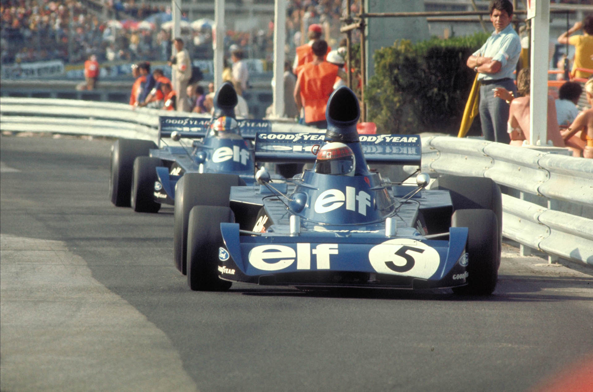 F1 Jackies Stewart & Francois Cevert (Tyrrell Ford) 1973 Monaco GP F1 Jackies Stewart & Francois Cevert (Tyrrell Ford) 1973 Monaco GP