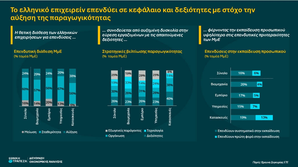 Επενδύσεις σε κεφάλαιο και δεξιότητες από τις ελληνικές επιχειρήσεις