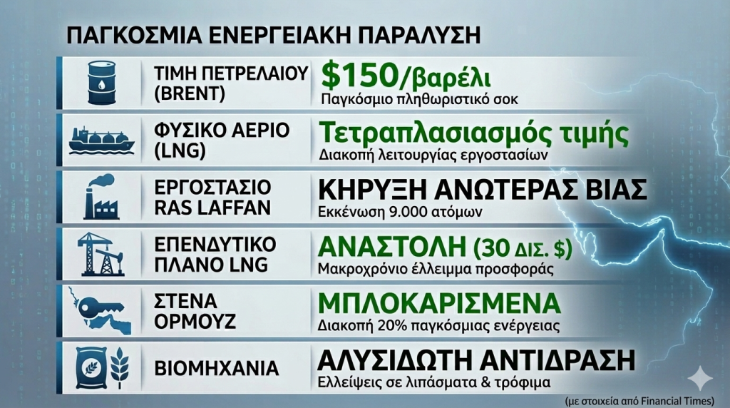Σενάριο τρόμου από τους Financial Times: Το Κατάρ προειδοποιεί για παγκόσμια κατάρρευση «εντός ημερών»