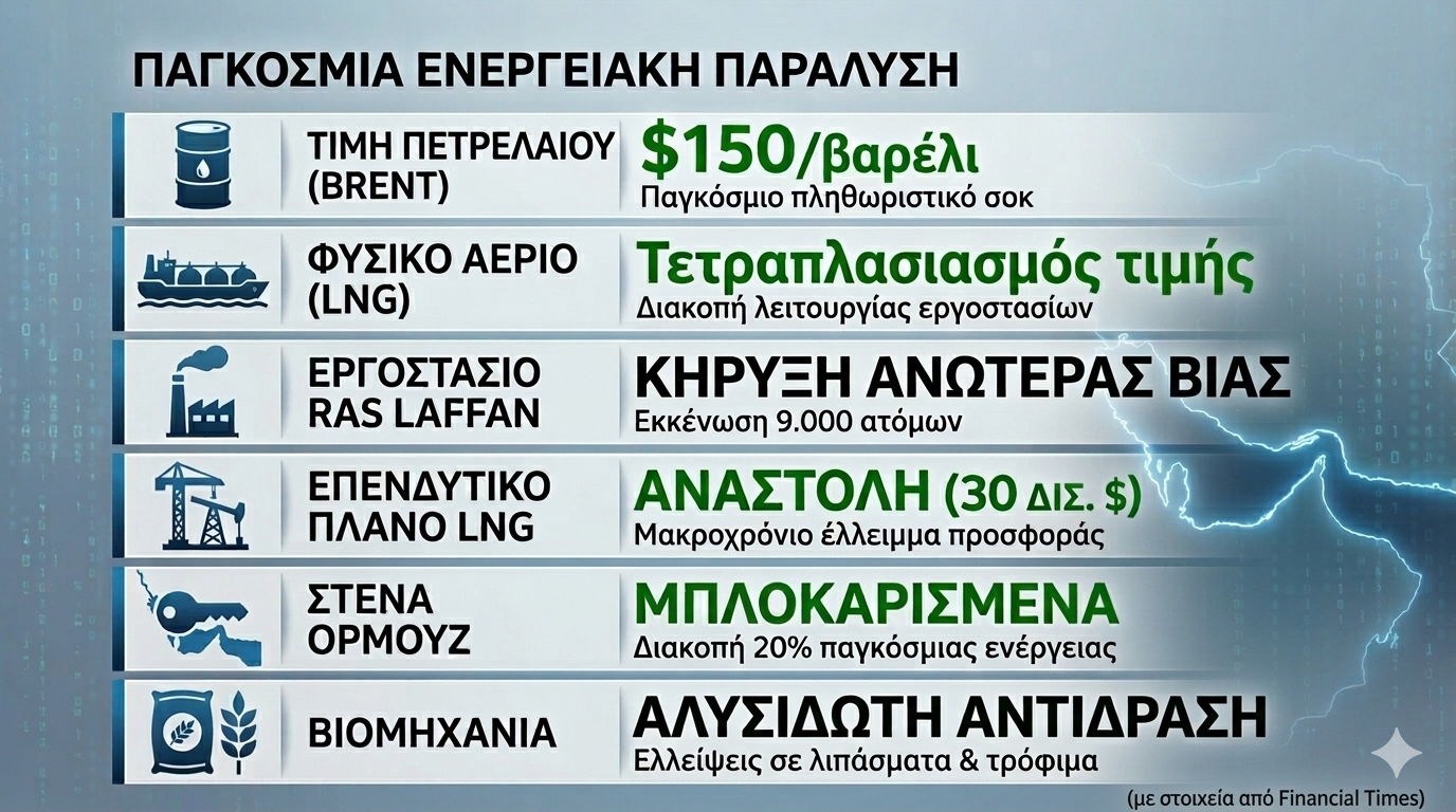 Σενάριο τρόμου από τους Financial Times: Το Κατάρ προειδοποιεί για παγκόσμια κατάρρευση «εντός ημερών»